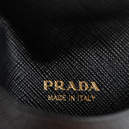 Prada Saffiano Metal Flap Card Holder Black 7 of 7