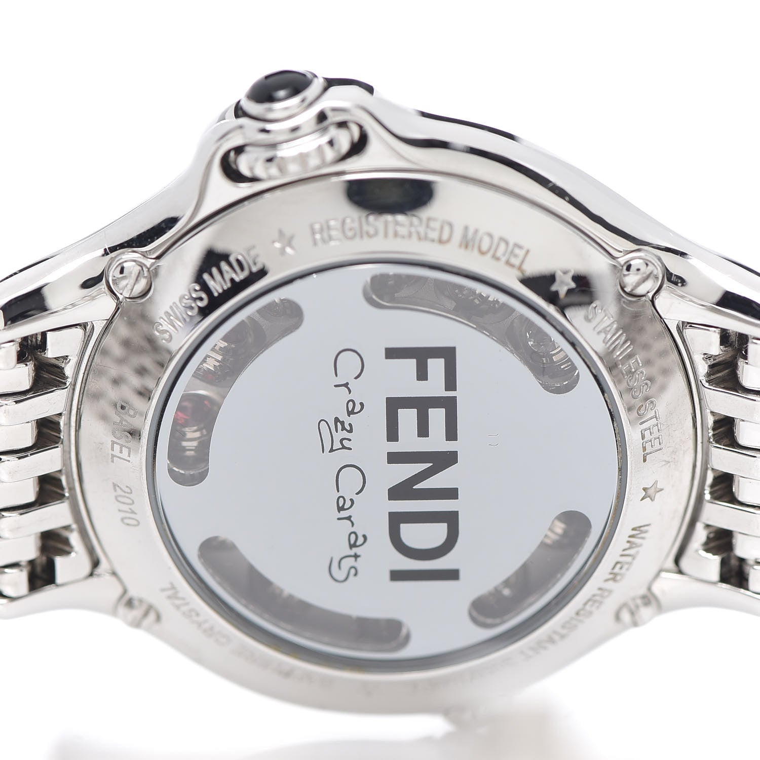 Fendi Stainless Steel Diamond Topaz 33mm Crazy Carats Quartz Watch 7 of 8