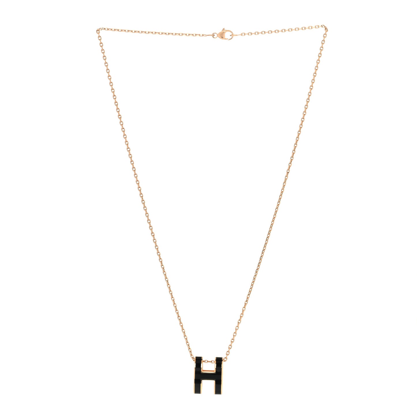 Lacquered Gold Pop H Pendant Necklace Black