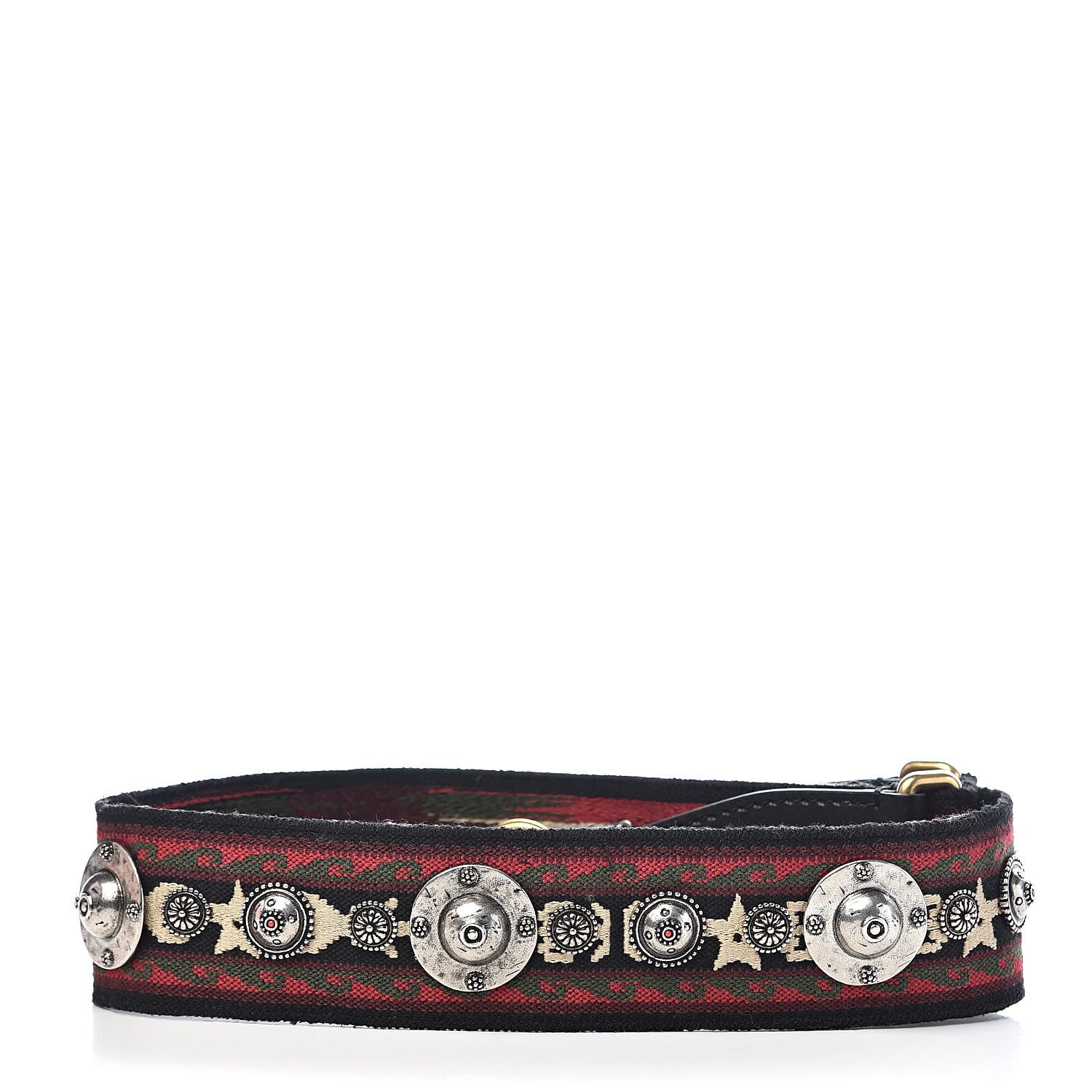 Christian Dior Canvas Embroidered Studded Bohemian Shoulder Strap Red 2 of 4