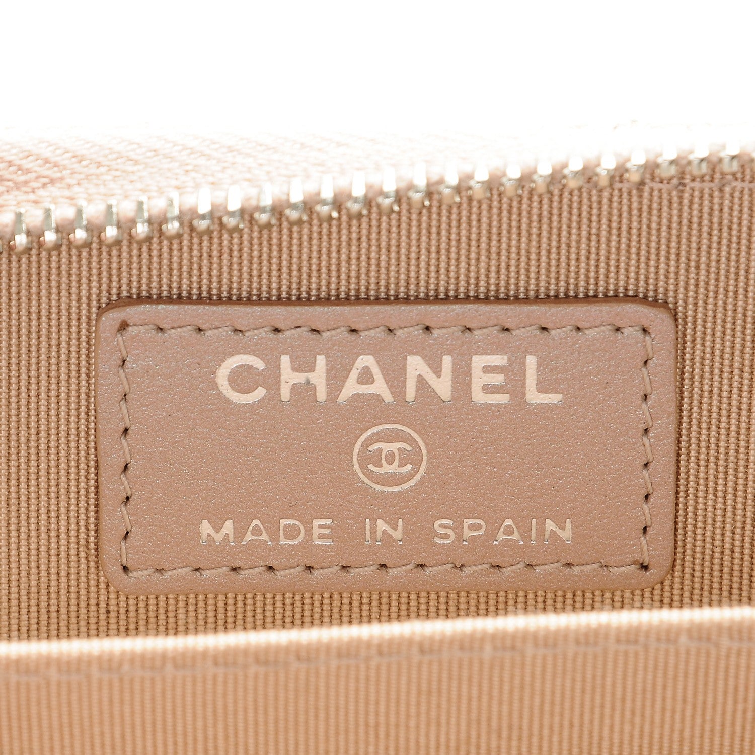 Chanel Metallic Caviar Chevron Quilted Zip Around Coin Purse Light Gold 6 of 7