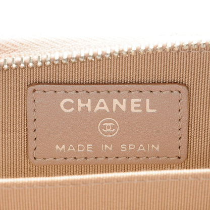 Chanel Metallic Caviar Chevron Quilted Zip Around Coin Purse Light Gold 6 of 7