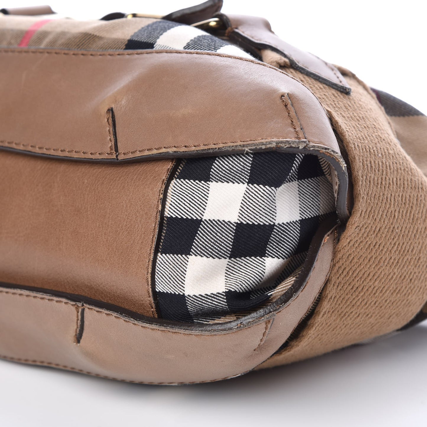 Vintage Leather House Check Medium Creighton Hobo Dark Stone
