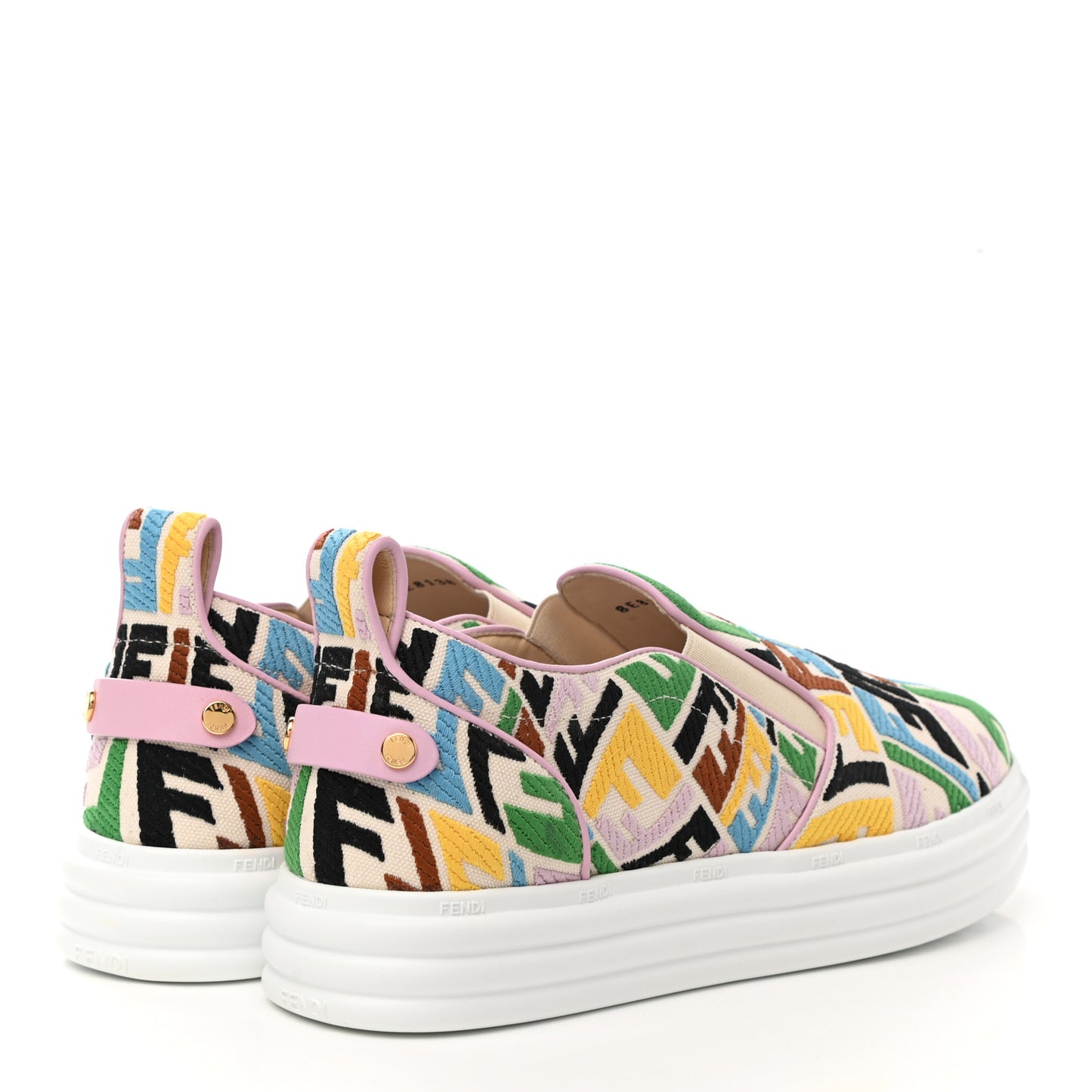 X SARA COLEMAN Canvas FF Vertigo Embroidered Womens Rise Slip On Sneakers 41 Grezzo Multicolor