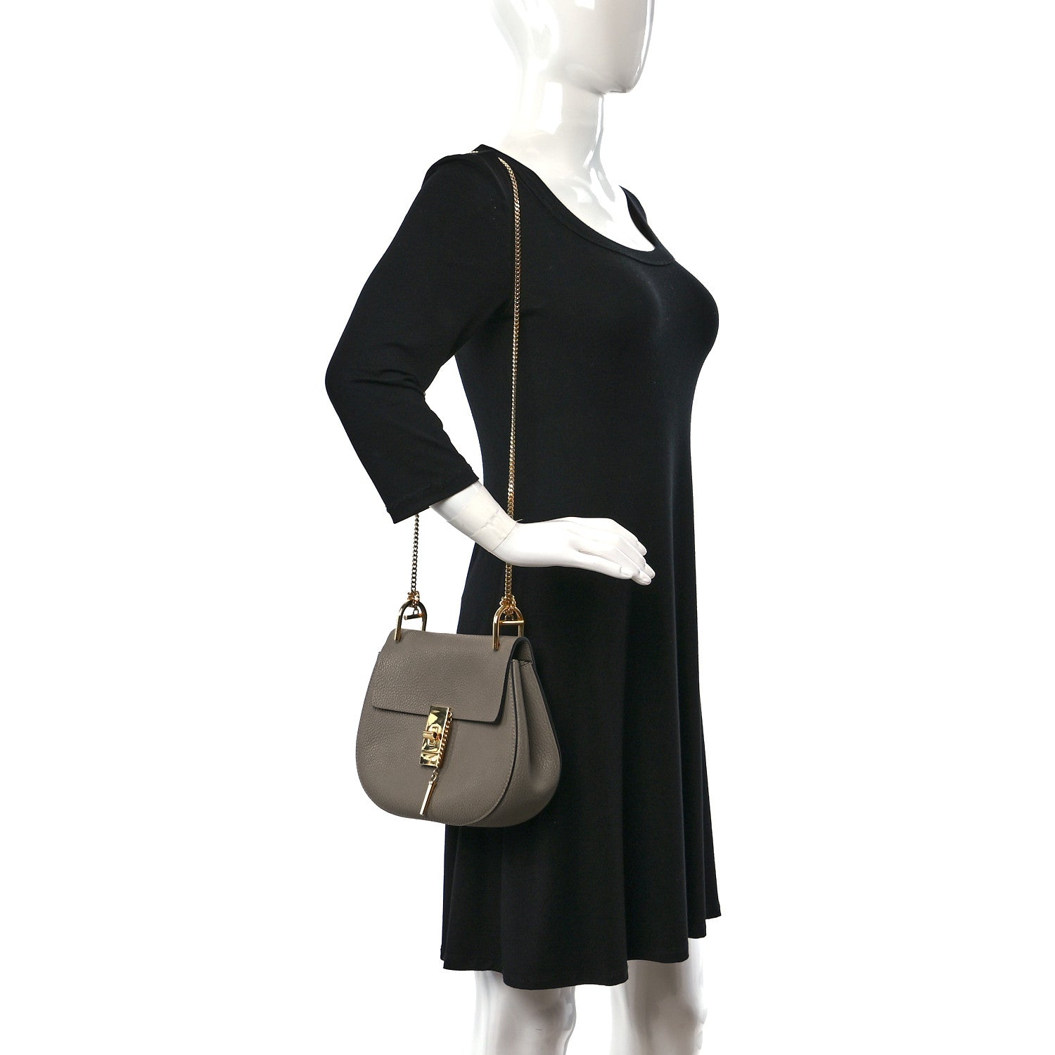 Chloe Grained Lambskin Drew Shoulder Bag Motty Grey 2 of 8
