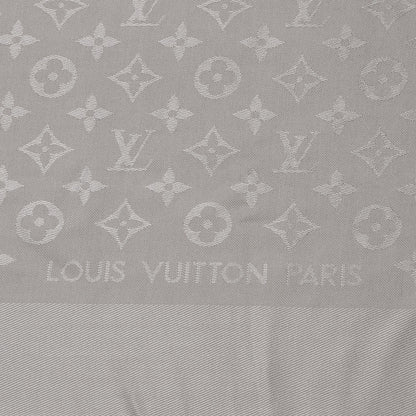 Louis Vuitton Silk Wool Monogram Shawl Greige 4 of 4