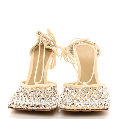 Bottega Veneta Mesh Nappa Crystal Embellished Sparkle Stretch Ankle Tie Sandals 39.5 Toile 2 of 14