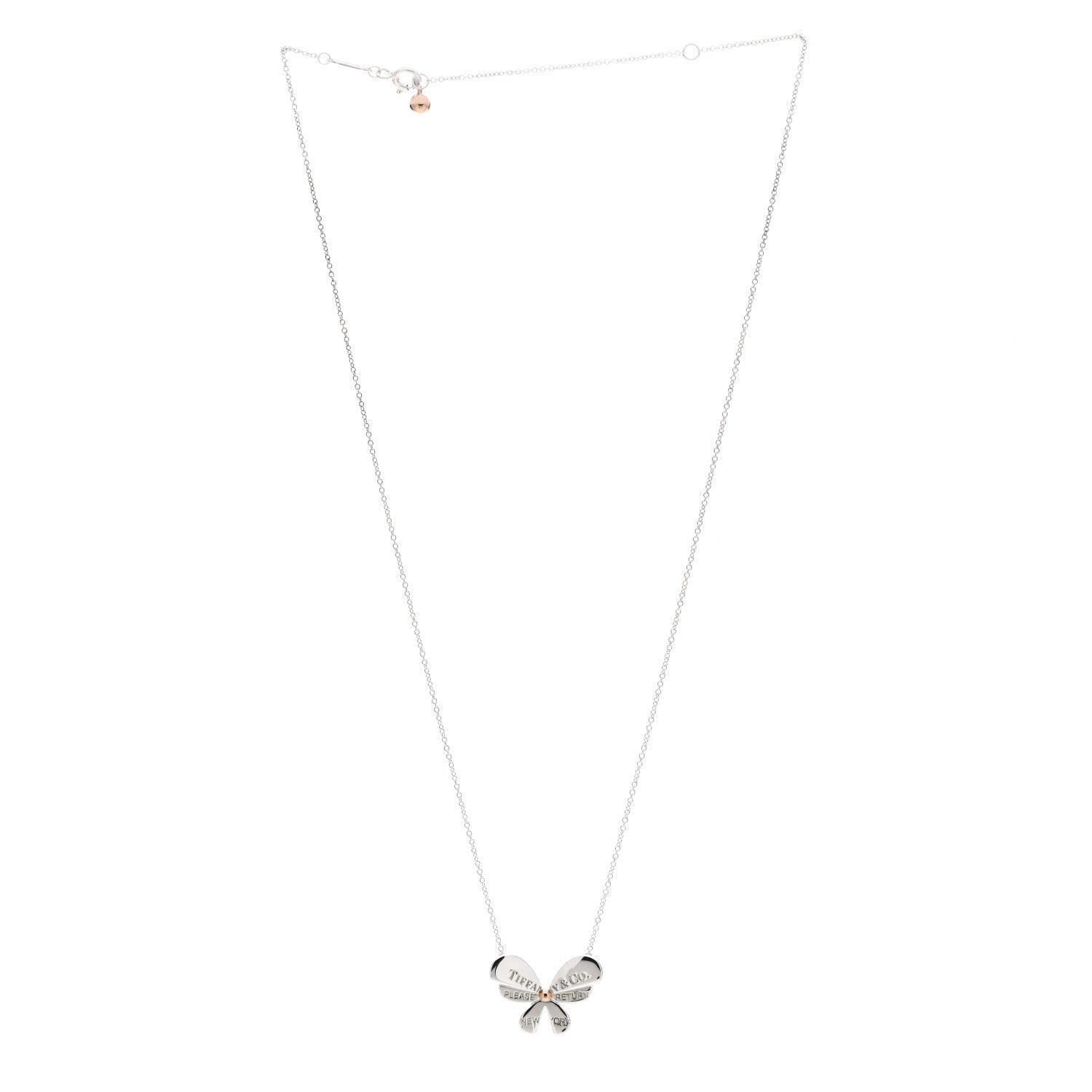 Tiffany Sterling Silver 18K Rose Gold Return to Tiffany Love Bugs Butterfly Pendant Necklace 3 of 6