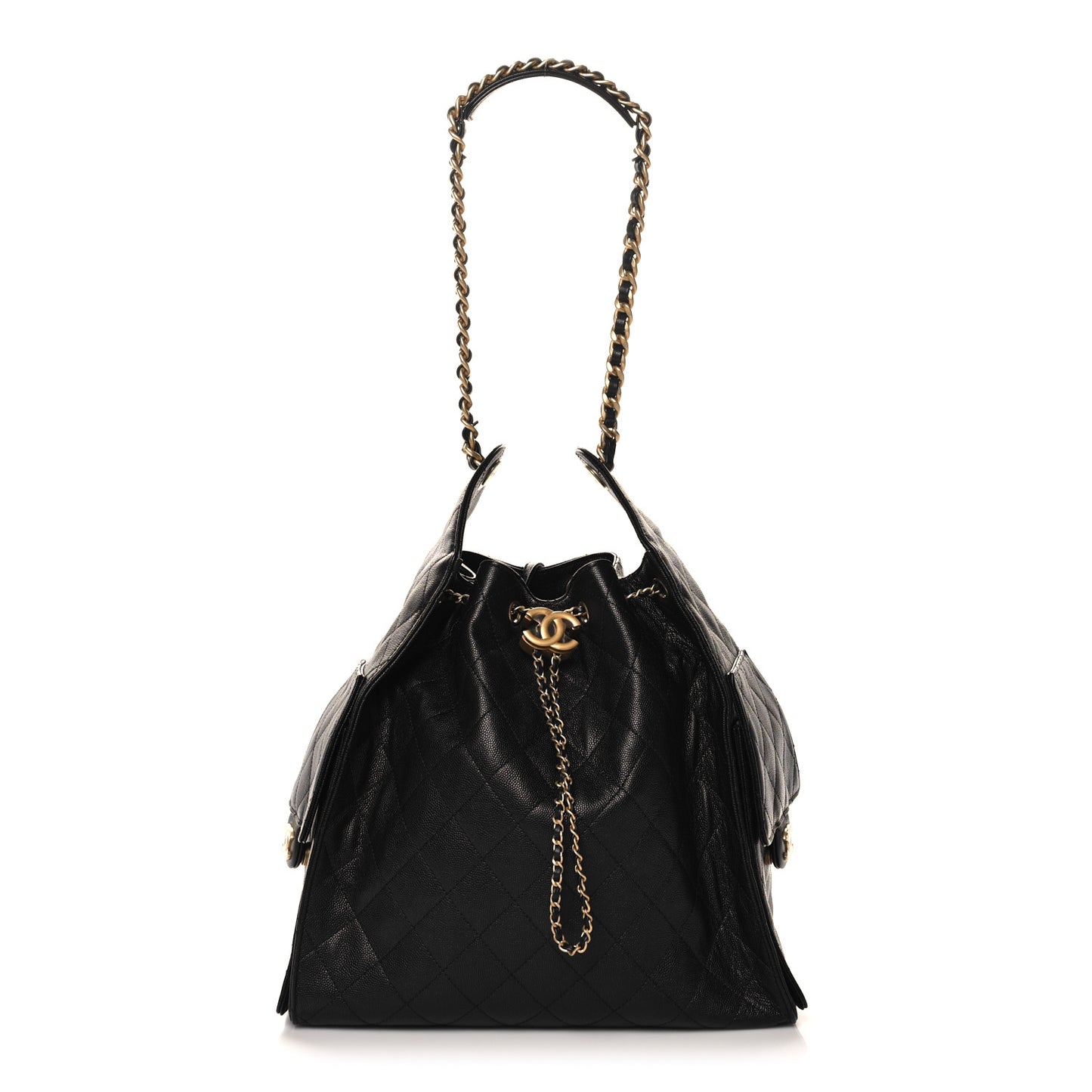 Caviar Quilted Medium Chanel 25 Handbag Black
