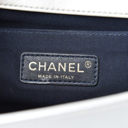 Chanel Lambskin Embossed Medium Boy Cube Flap White Red 6 of 17