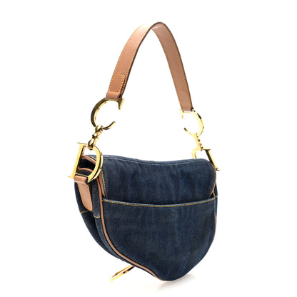 Christian Dior Denim Calfskin Saddle Bag Blue 3 of 10