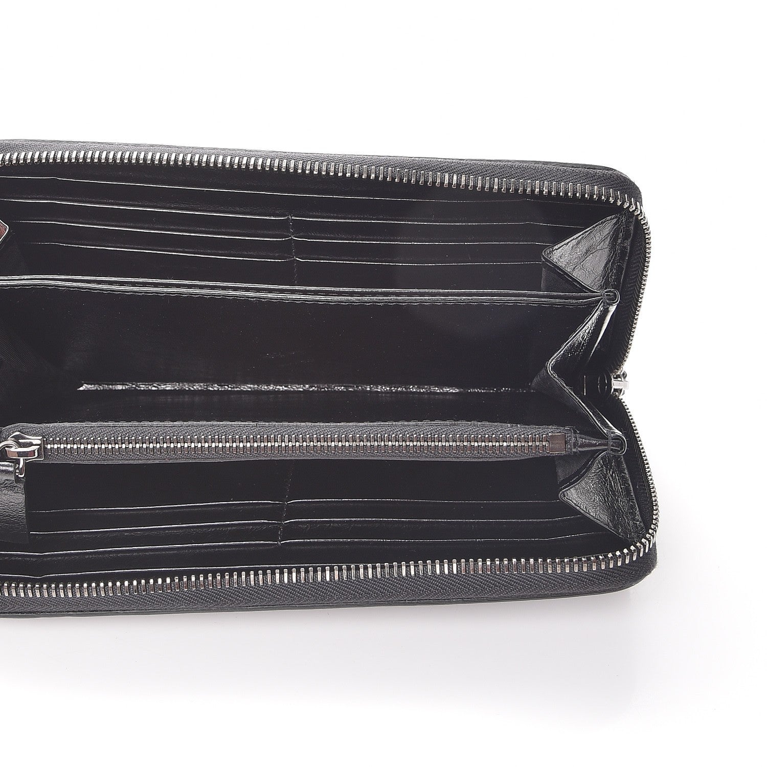 Valentino Garavani Craquele Calfskin Rockstud Zip Around Wallet Black 5 of 9