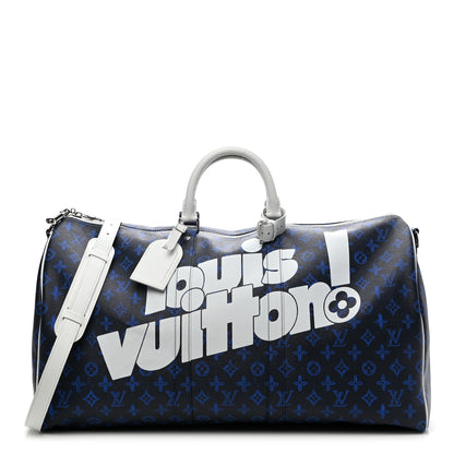 Louis Vuitton Vintage Monogram Everyday LV Keepall Bandouliere 55 Blue 1 of 8