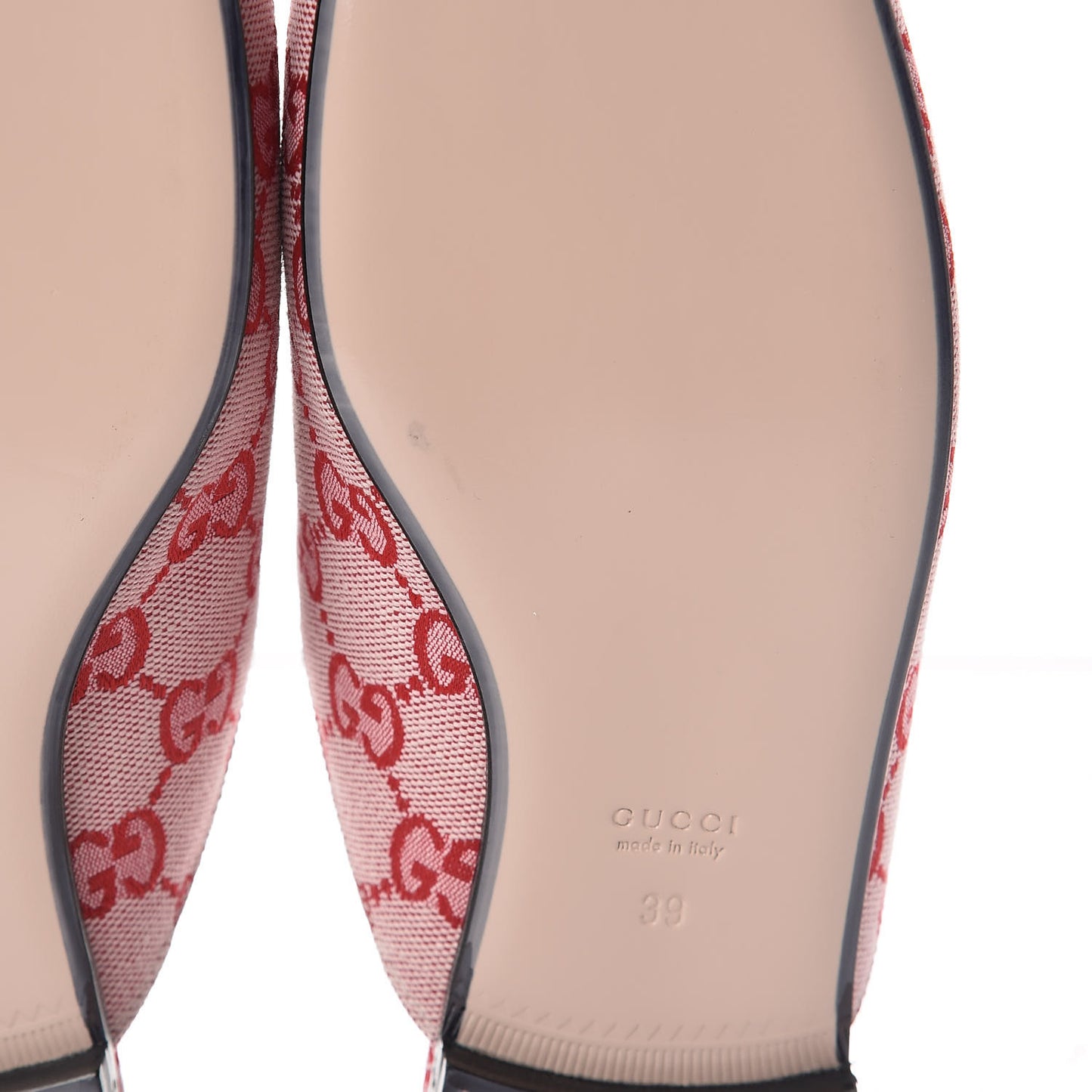 Canvas GG Monogram Horsebit Womens Princetown Slippers 39 Gardenia Hibiscus Red