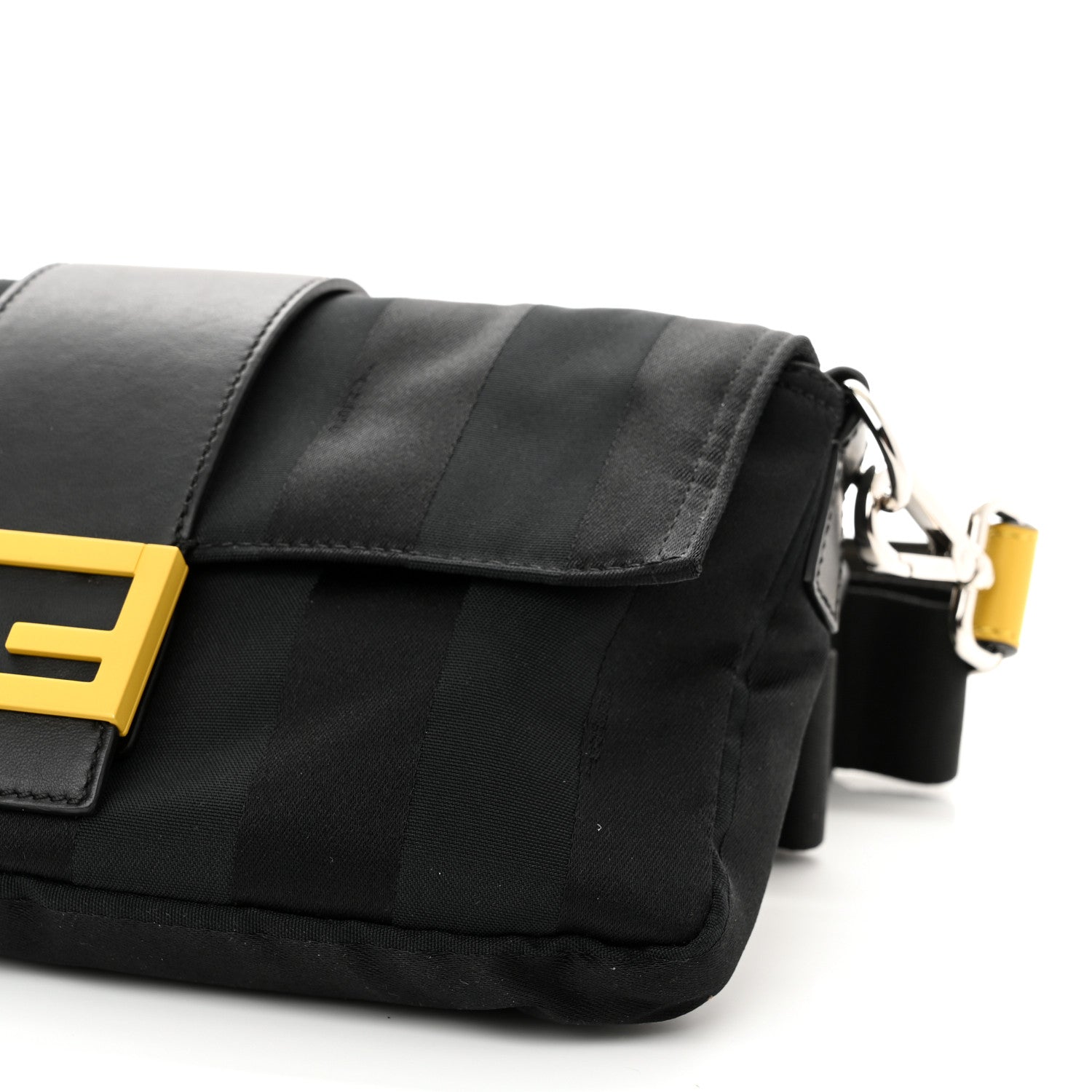 Fendi Recycled Nylon Vitello Grace Light Pequin Logo Puffer Belt Baguette Bag Black Sunflower 9 of 10