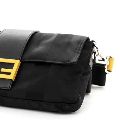 Fendi Recycled Nylon Vitello Grace Light Pequin Logo Puffer Belt Baguette Bag Black Sunflower 9 of 10