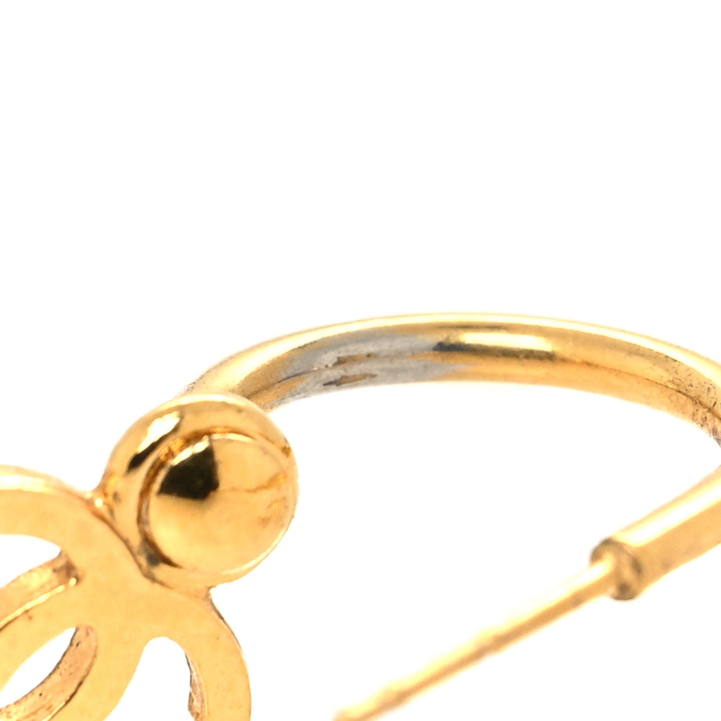 Metal Drop CC Earrings Gold