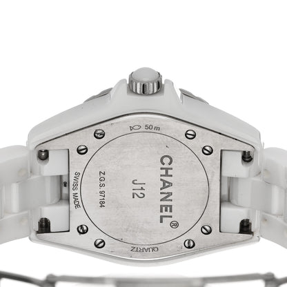 Chanel Stainless Steel Ceramic Diamond Bezel 33mm J12 Quartz Watch White 4 of 5