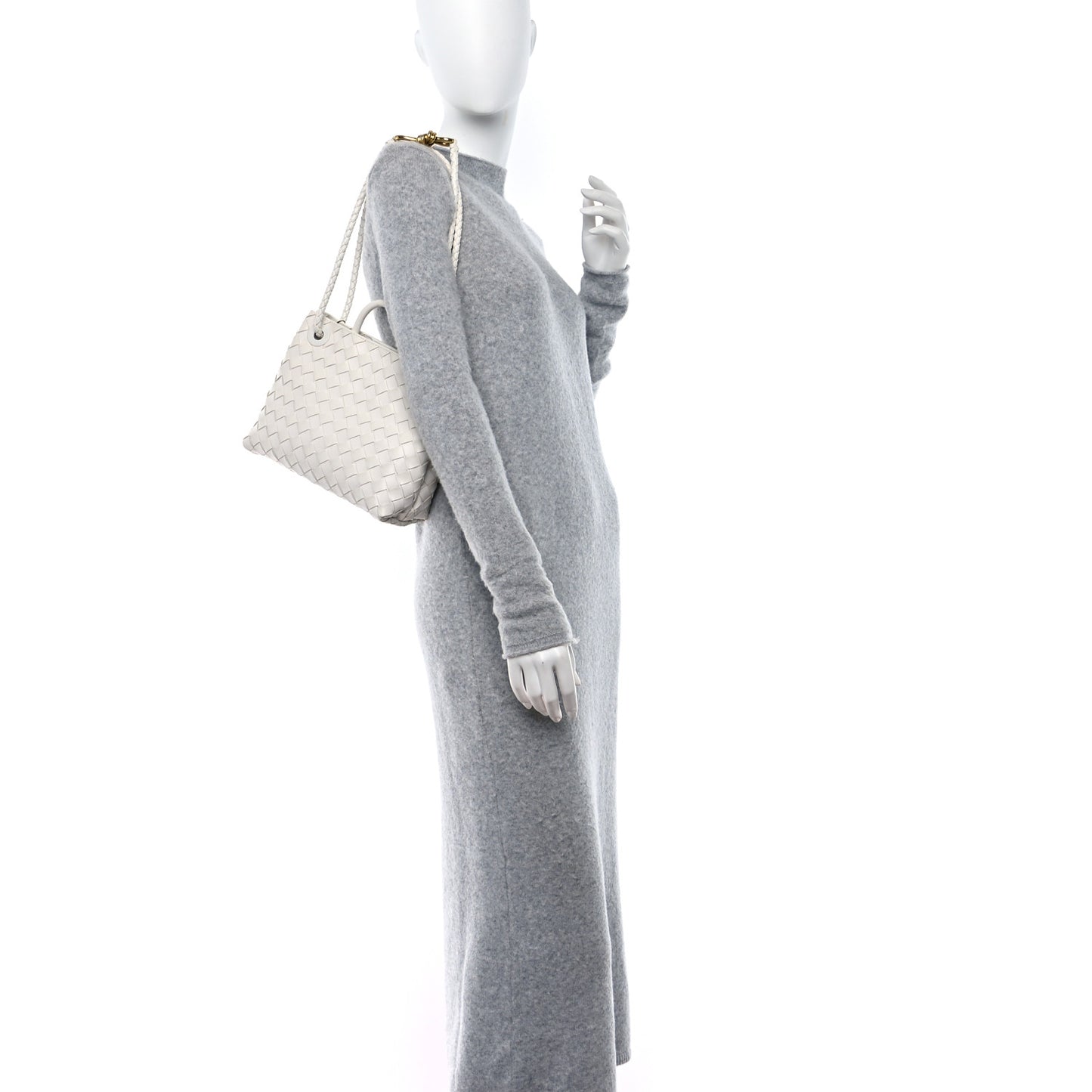 Nappa Intrecciato Small Andiamo Shoulder Bag White