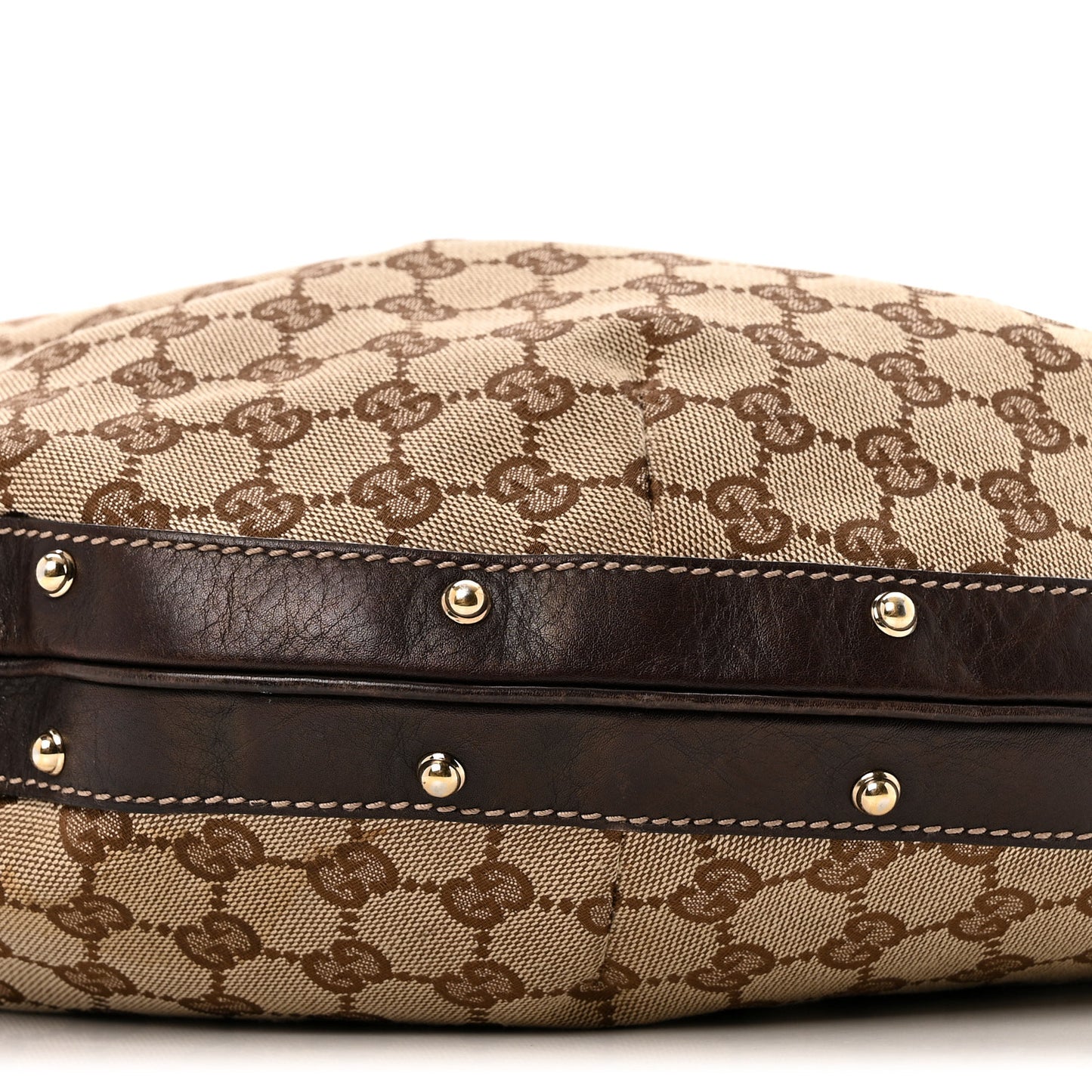 Monogram Large Biba Studded Hobo Dark Brown