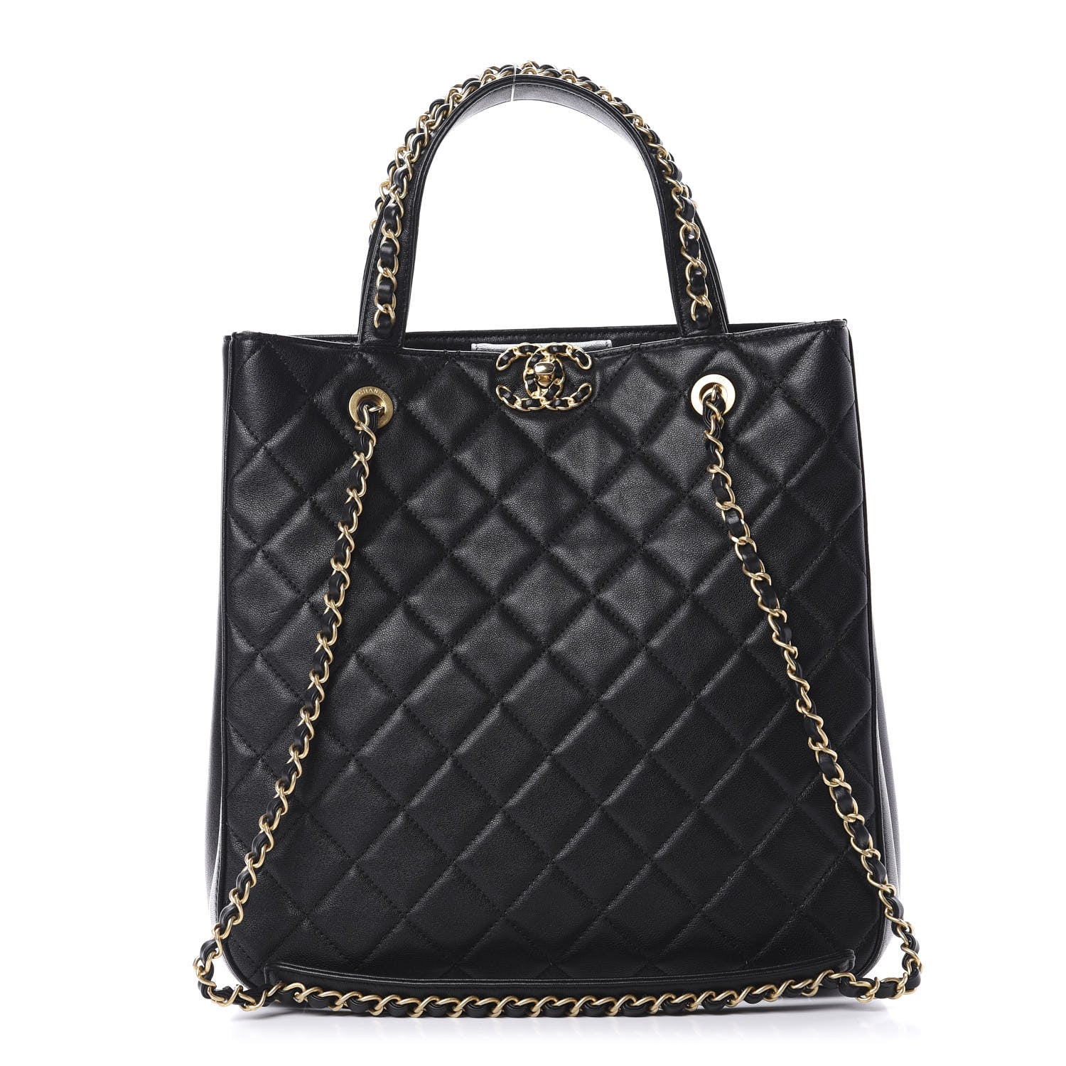 Chanel Lambskin Quilted Large Shopping Tote Black 1 of 13