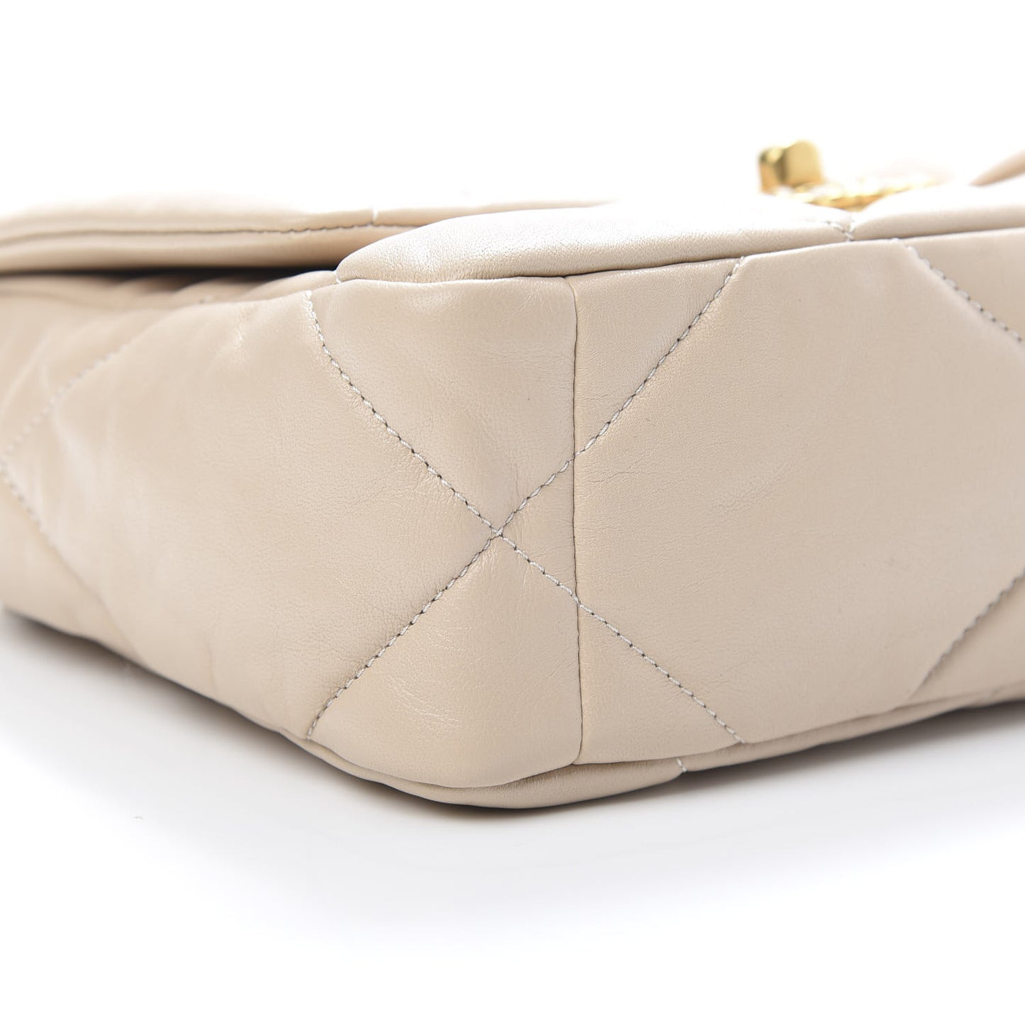 Goatskin Quilted Medium 19 Flap Beige