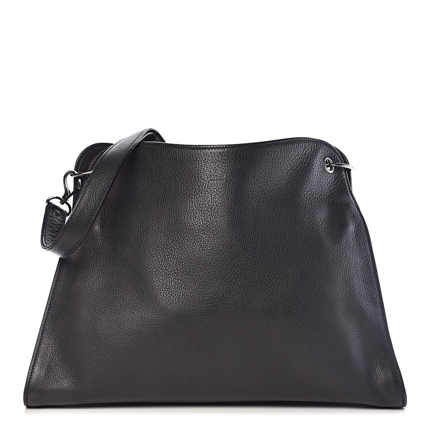 Grained Calfskin Large Shoulder Bag Black