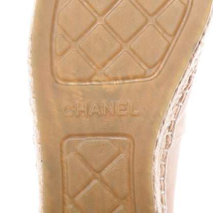 Chanel Lambskin CC Espadrilles 38 Beige Black 8 of 10