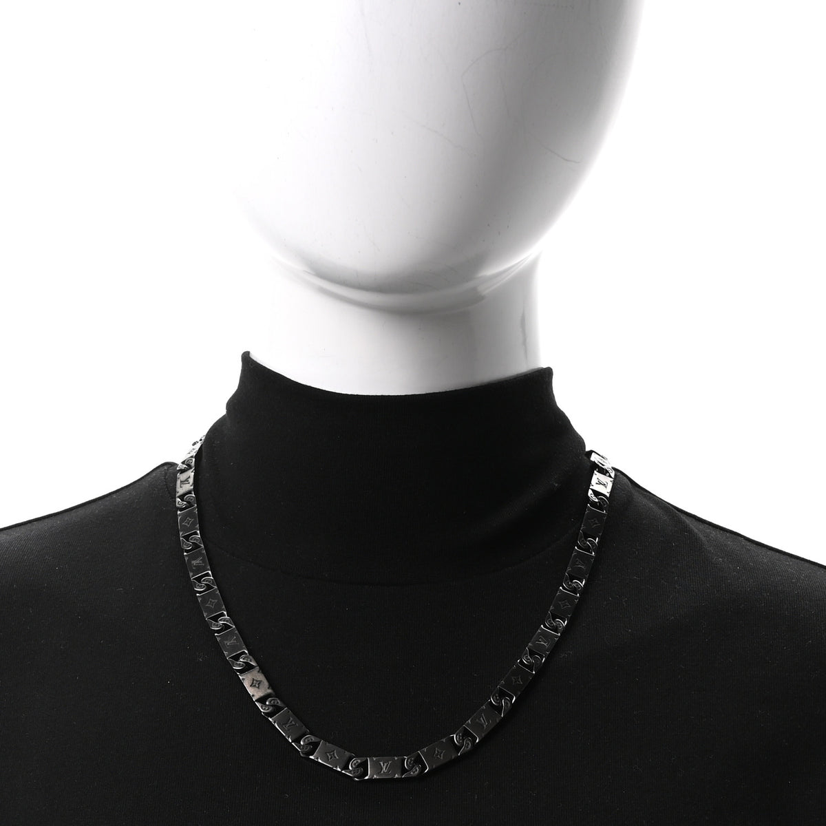 Louis Vuitton Metal Monogram Tied Up Necklace Black 2 of 5