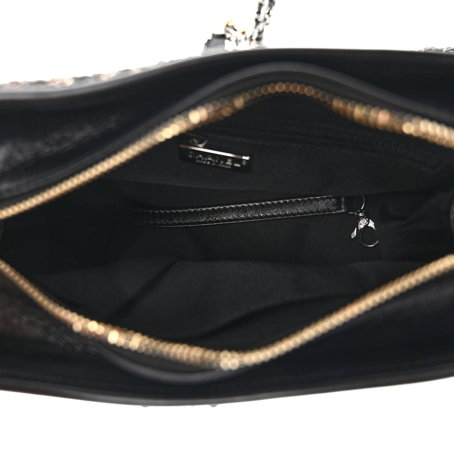 Sequin Calfskin Small Gabrielle Hobo Black Gold