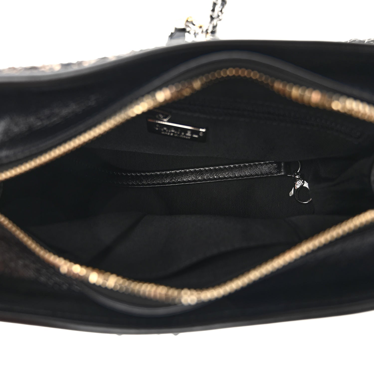 Chanel Sequin Calfskin Small Gabrielle Hobo Black Gold 5 of 9