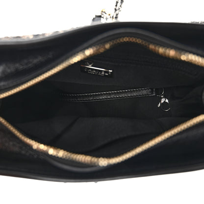 Chanel Sequin Calfskin Small Gabrielle Hobo Black Gold 5 of 9