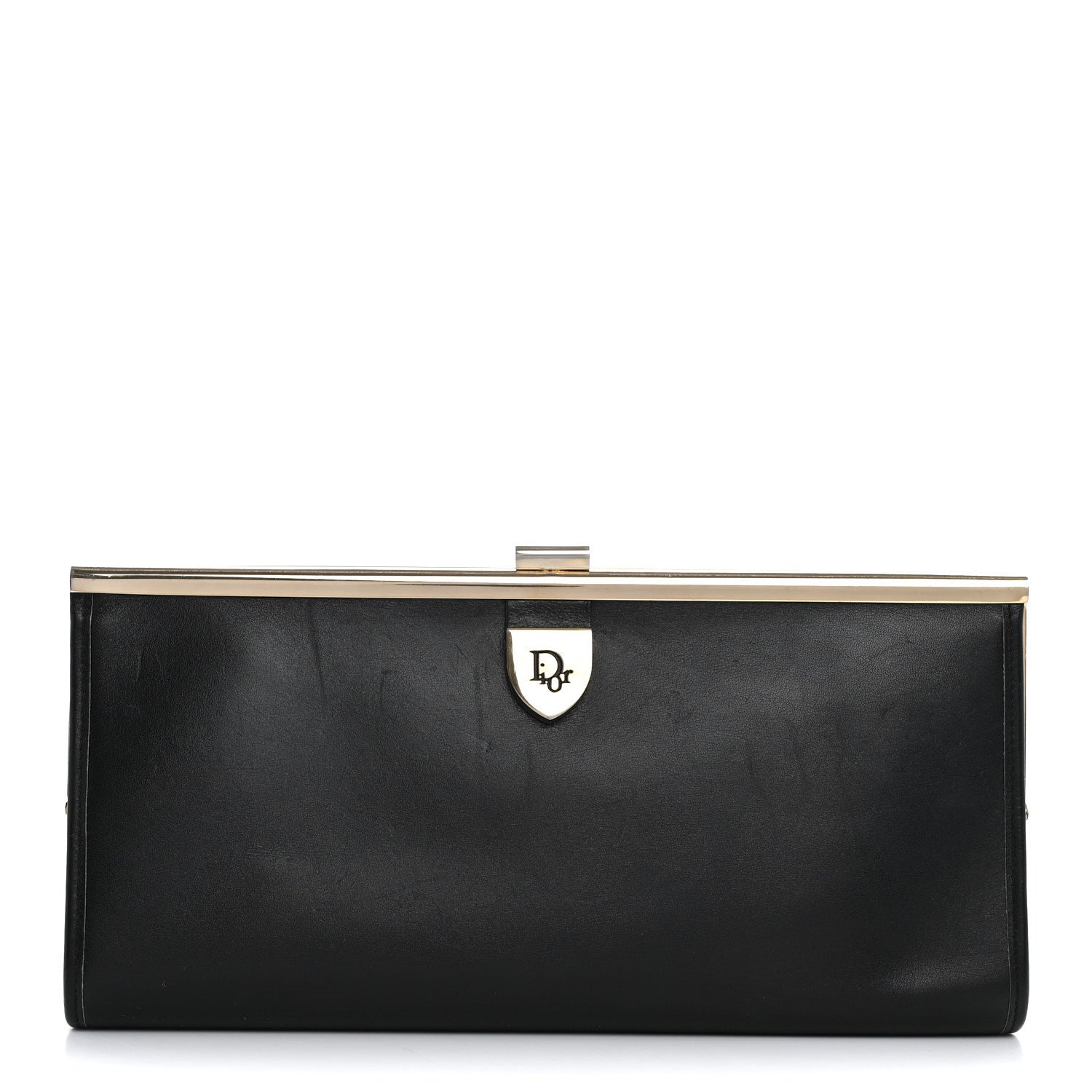 Christian Dior Calfskin Metal Frame Clutch Black 1 of 13