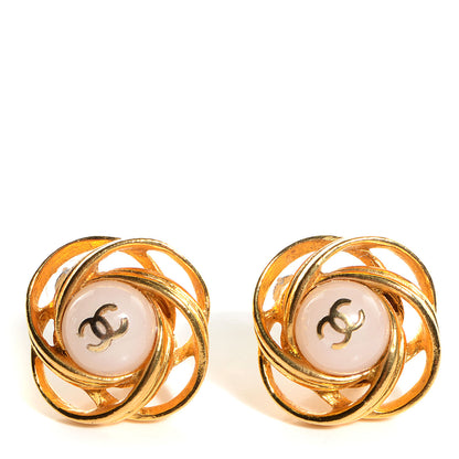 Chanel Resin CC Wire Clip On Earrings Gold 1 of 4