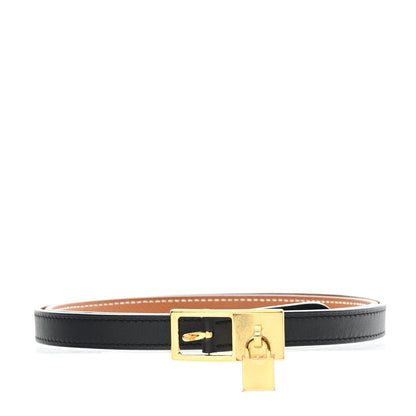 Hermes Swift Epsom 13mm Lucky 85 34 15 Belt  Black Gold 1 of 6