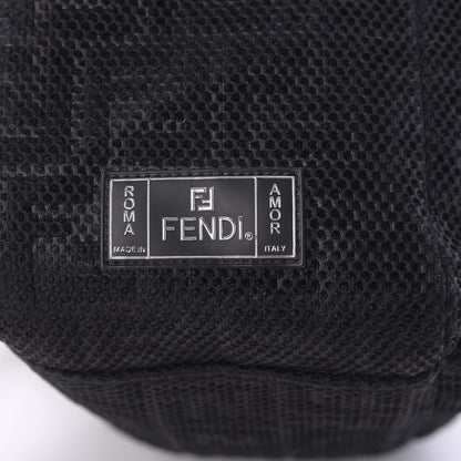 Fendi Mesh Cuoio Romano Vitello Stampa FF 1974 Embossed Logo Plate Backpack Black 7 of 9