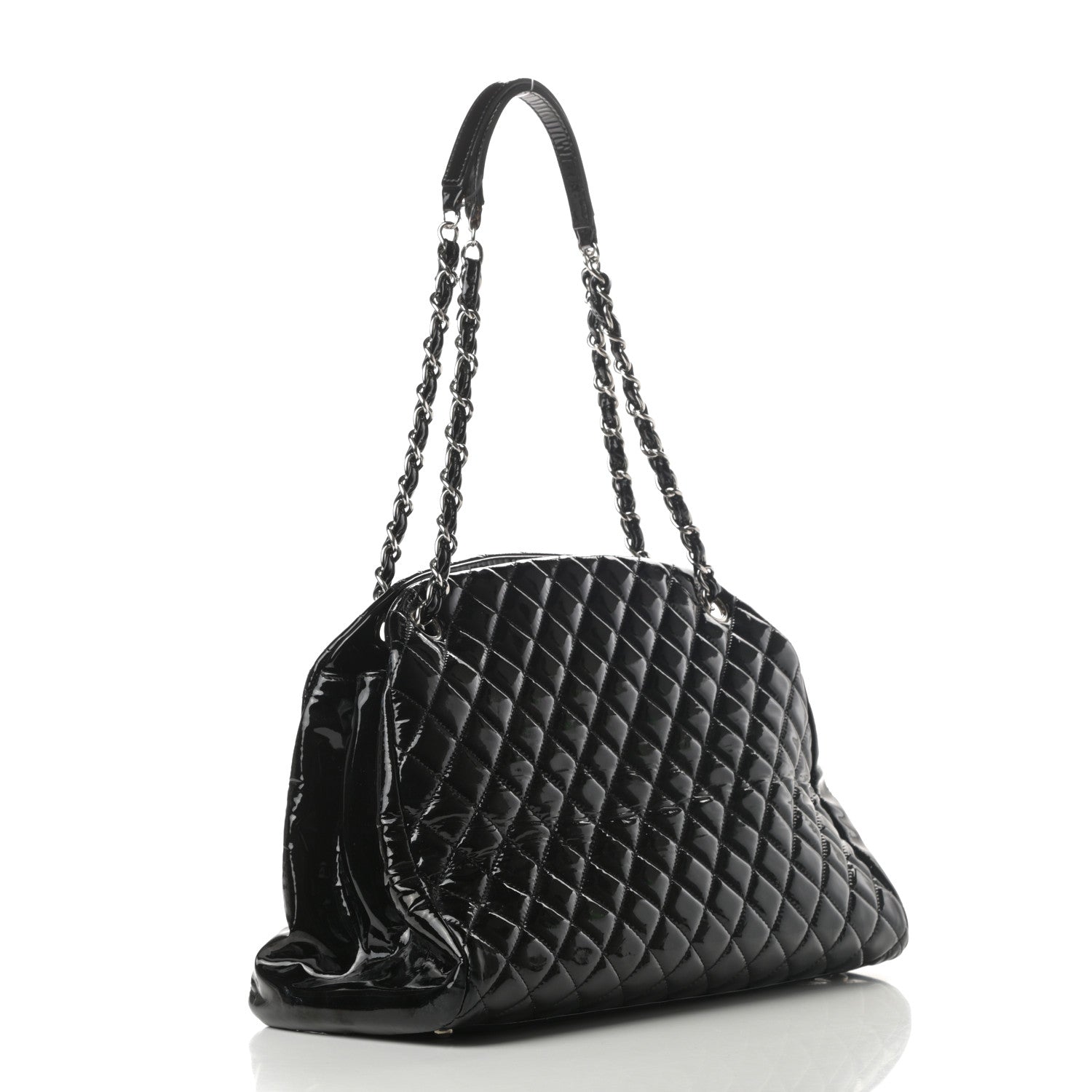Chanel Patent Quilted Large Just Mademoiselle Bowling Bag Black 3 of 15