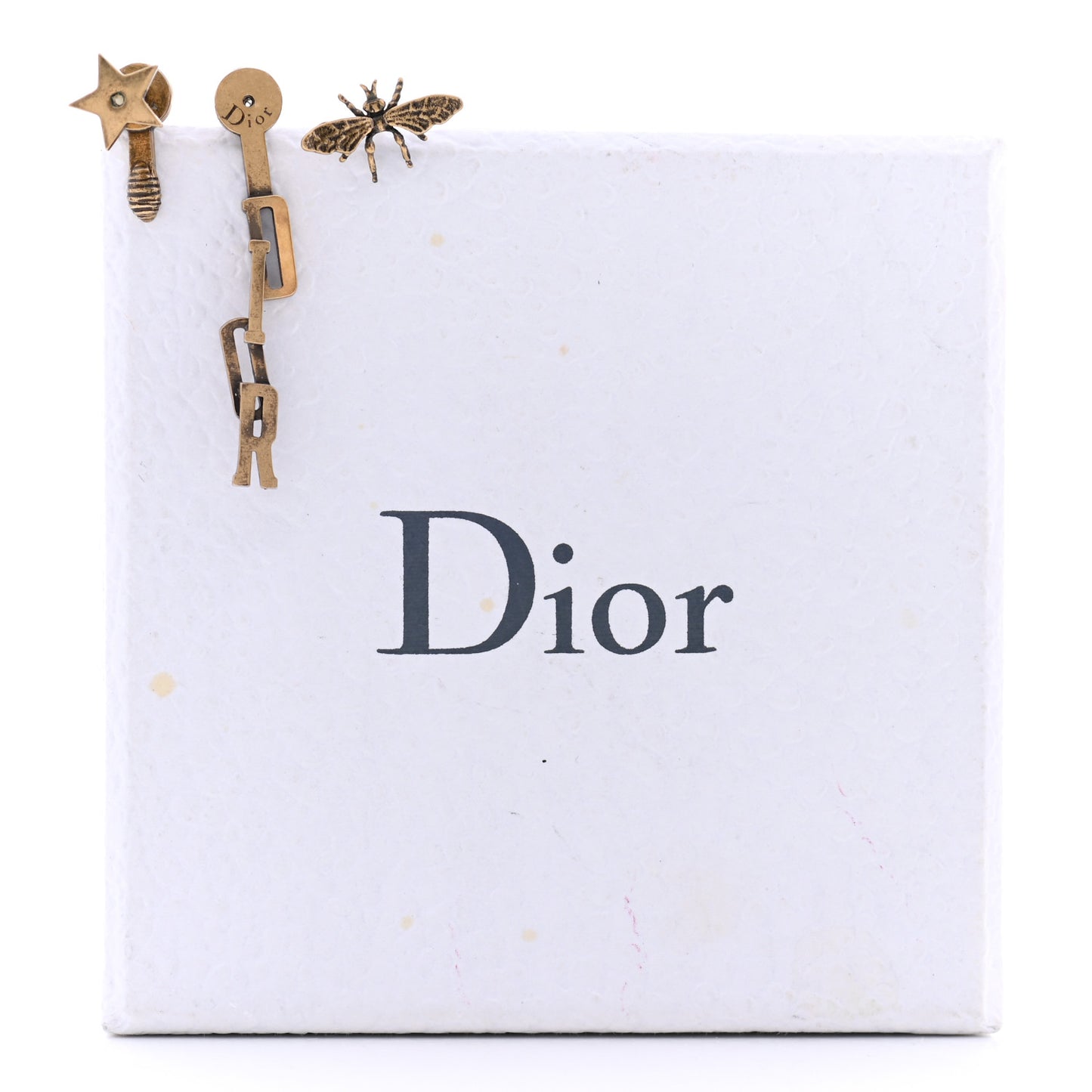 Metal Bee Star Drop Earrings Aged Gold