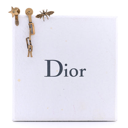 Christian Dior Metal Bee Star Drop Earrings Aged Gold 6 of 6