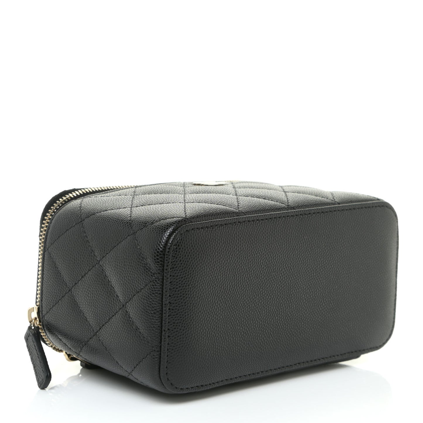 Caviar Quilted Small Vanity Case With Chain Black