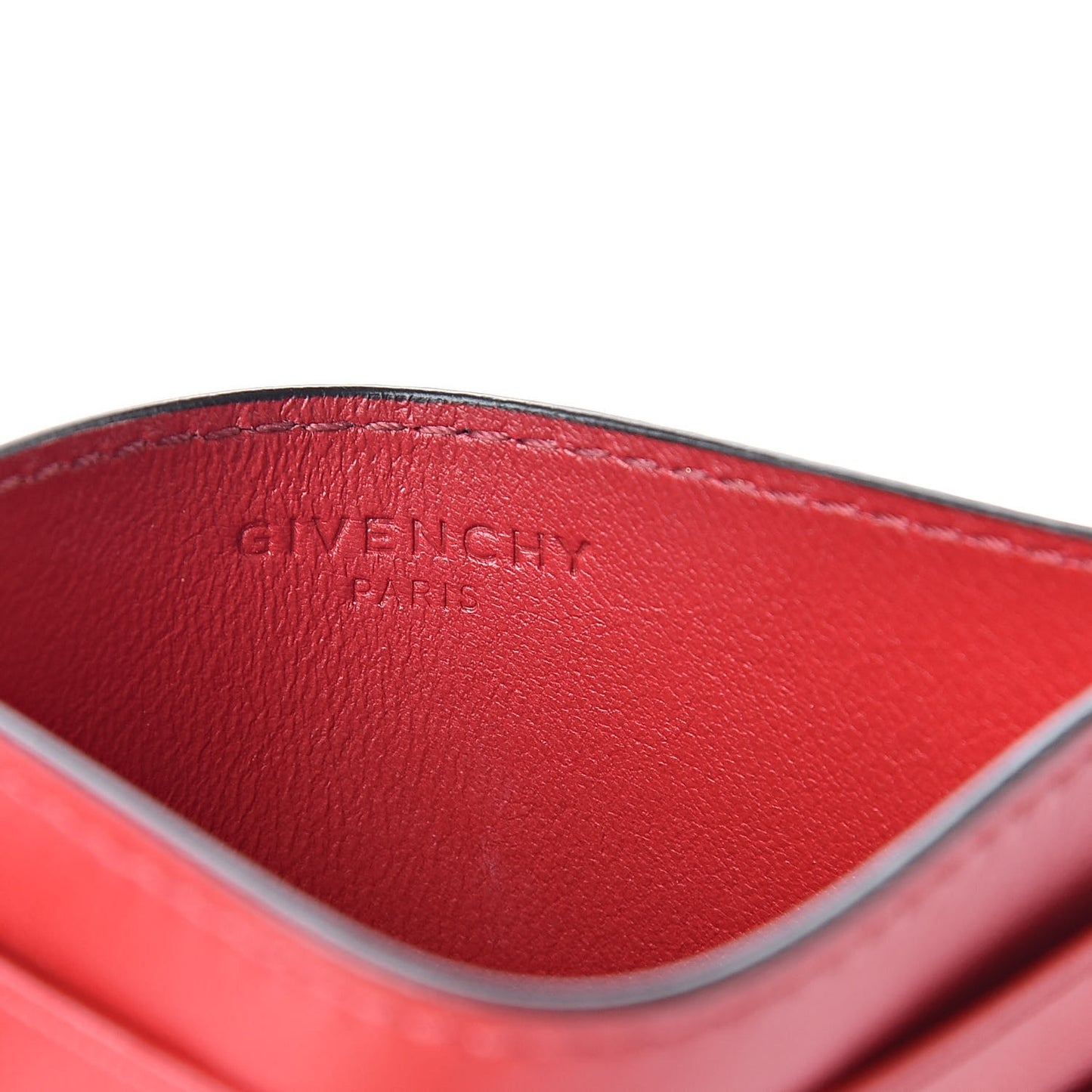 Lambskin logo Printed Card Holder Red