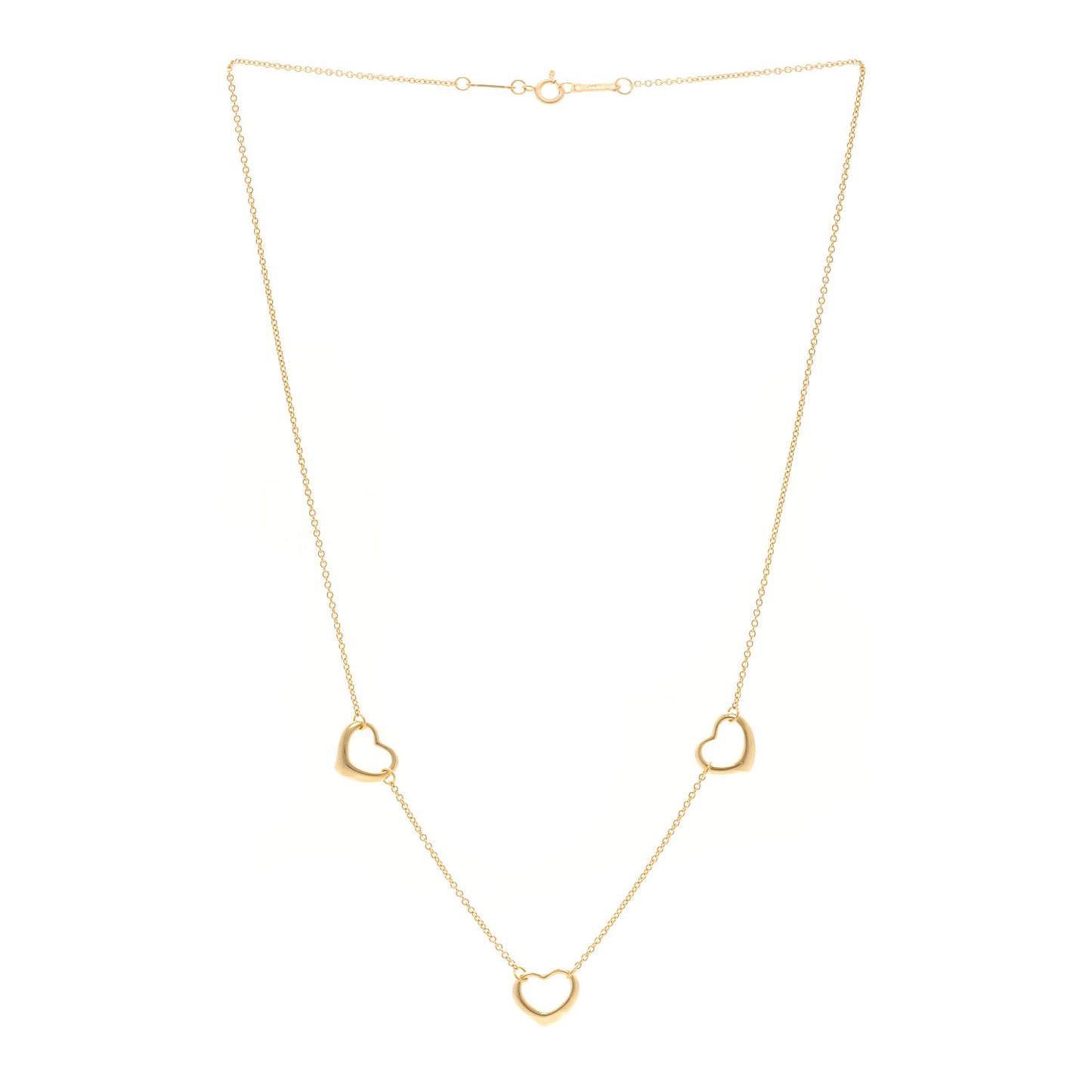 18K Yellow Gold Elsa Peretti 3 Open Heart Station Necklace