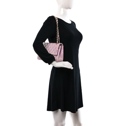 Chanel Iridescent Calfskin Quilted Medium Double Flap Light Pink 2 of 10