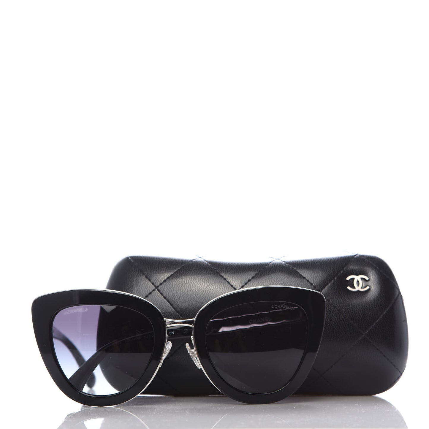 Cat Eye Quilted Sunglasses 5388 Black
