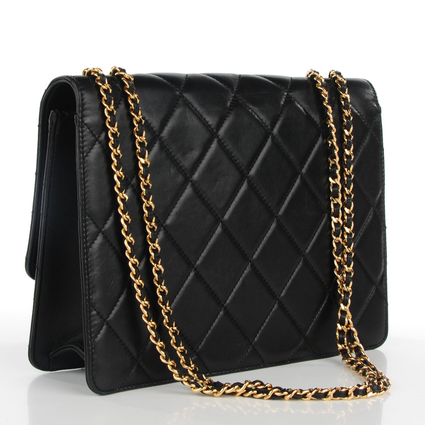 Lambskin Quilted Medium Golden Class Flap Black