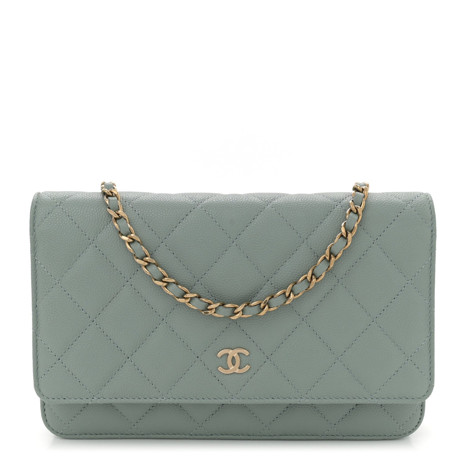 Chanel Caviar Quilted Wallet on Chain WOC Light Blue 1 of 10