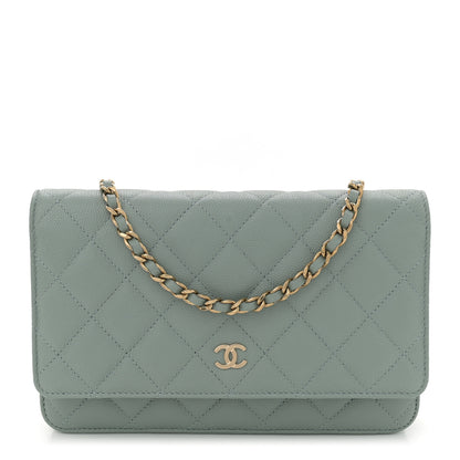 Chanel Caviar Quilted Wallet on Chain WOC Light Blue 1 of 10