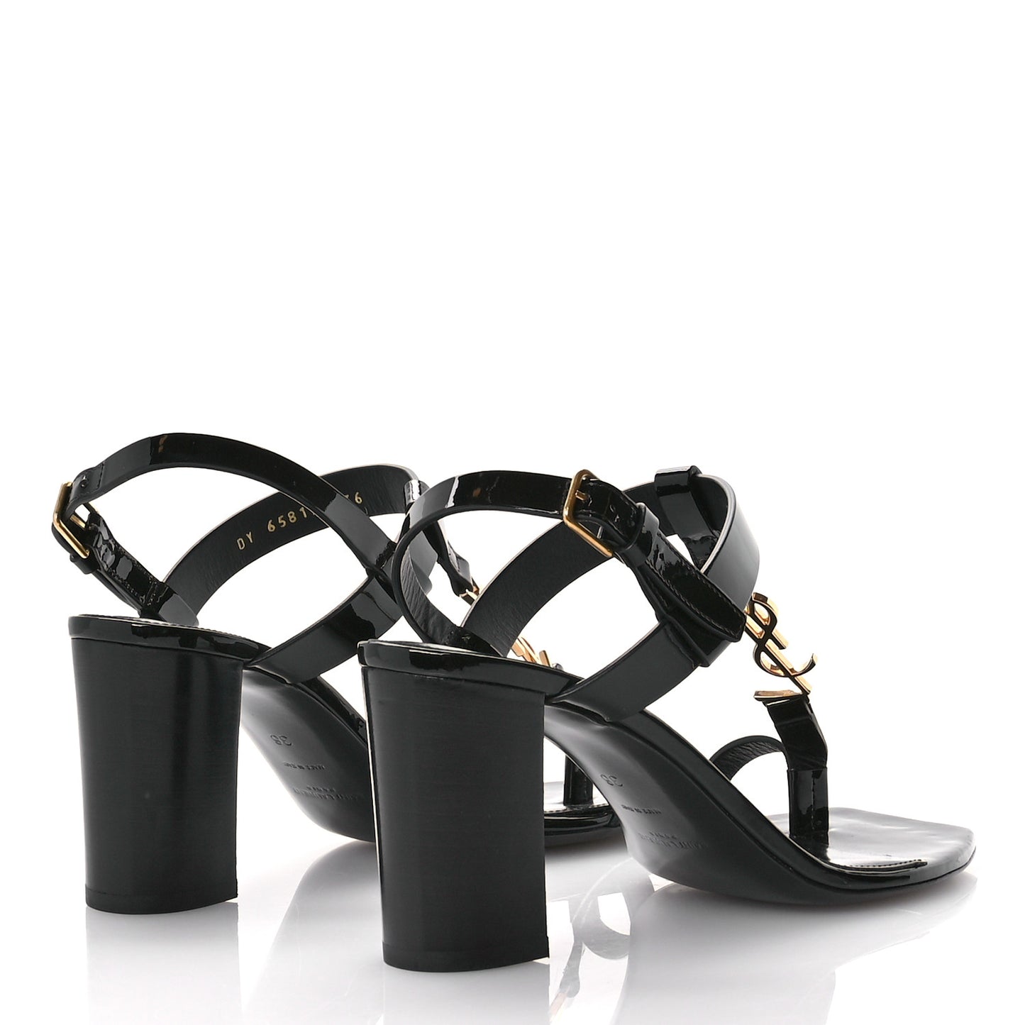 Patent Calfskin Cassandra 75 Sandals 36 Black