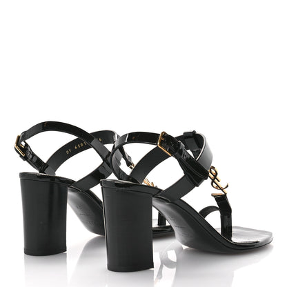 Saint Laurent Patent Calfskin Cassandra 75 Sandals 36 Black 5 of 10