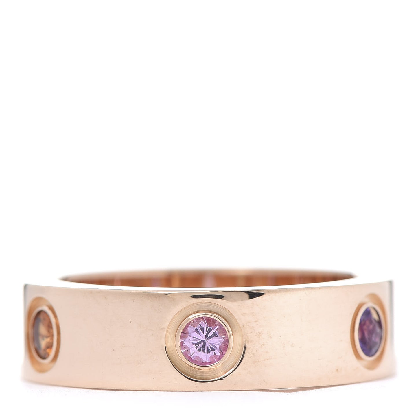 18K Pink Gold Sapphire Garnet Amethyst 5.5mm LOVE Ring 53 6.25